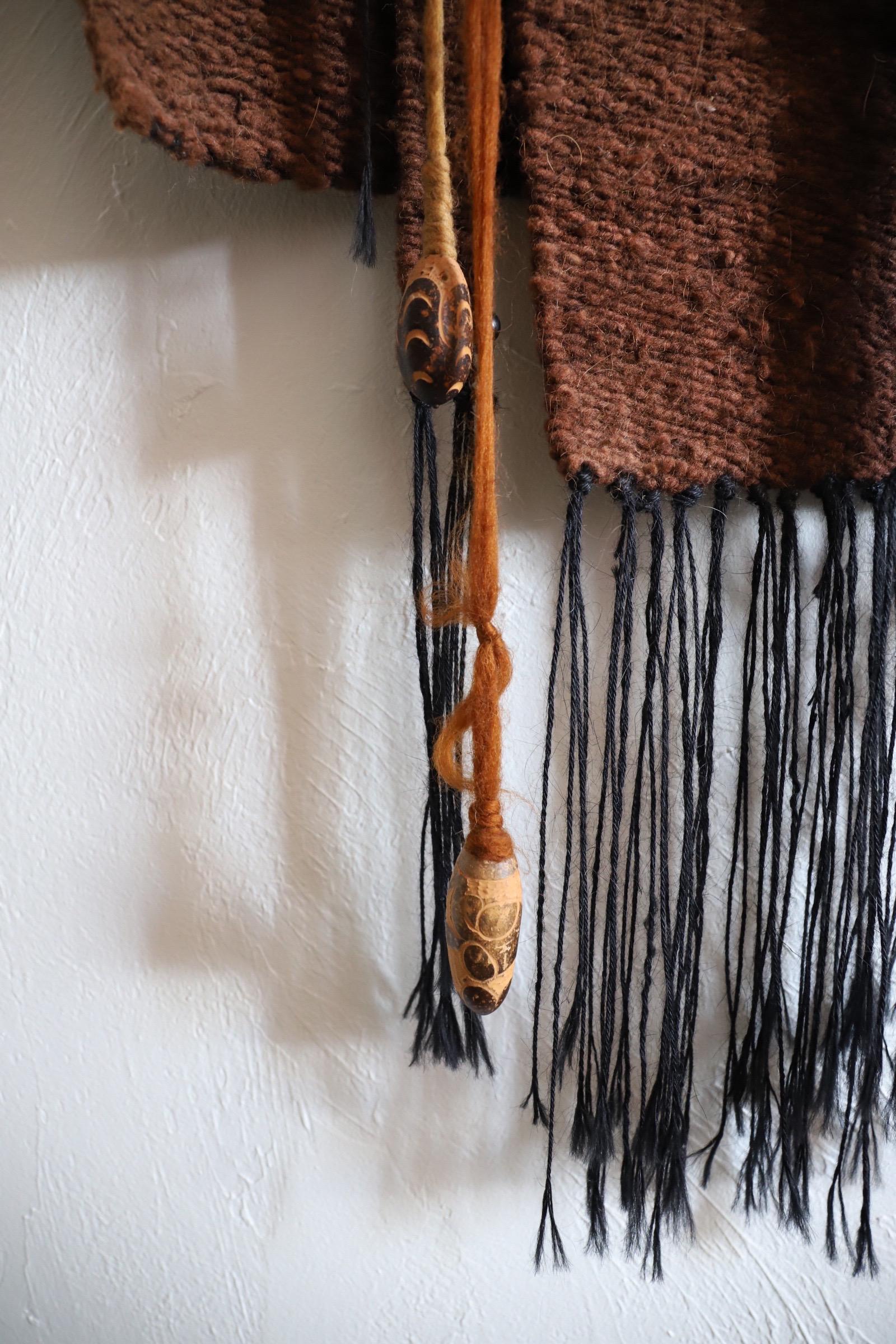 Wall Art Weaving with Beads and Feathers In Good Condition For Sale In Oklahoma City, OK