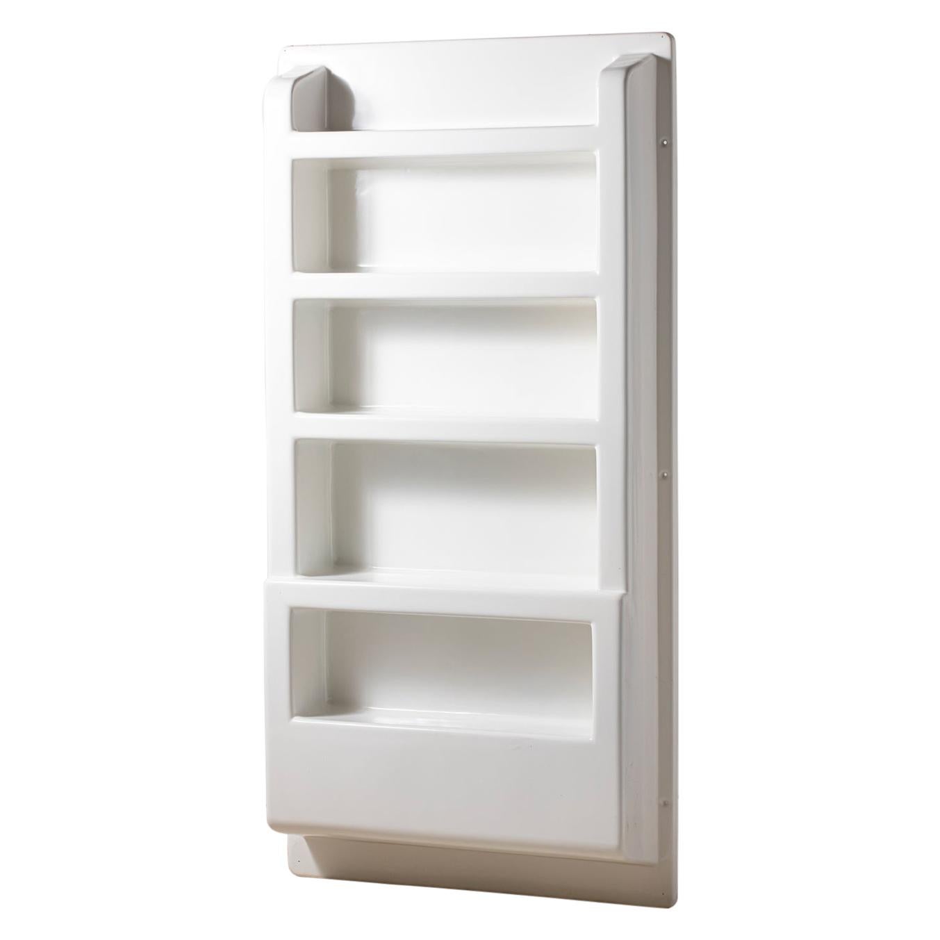 Wall Bookcase in White Molded Propylene, Editions Meurop, France, 1970