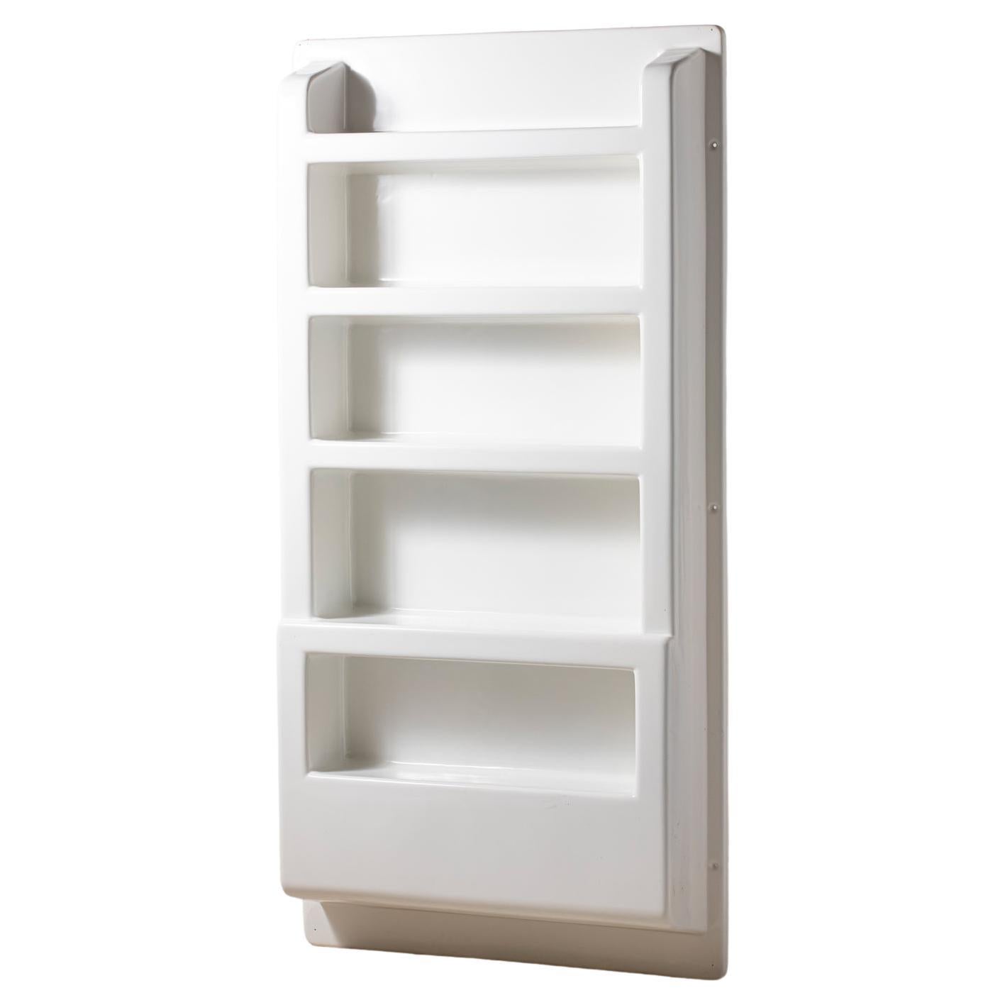 Wall Bookcase in White Molded Propylene, Editions Meurop, France, 1970 For Sale