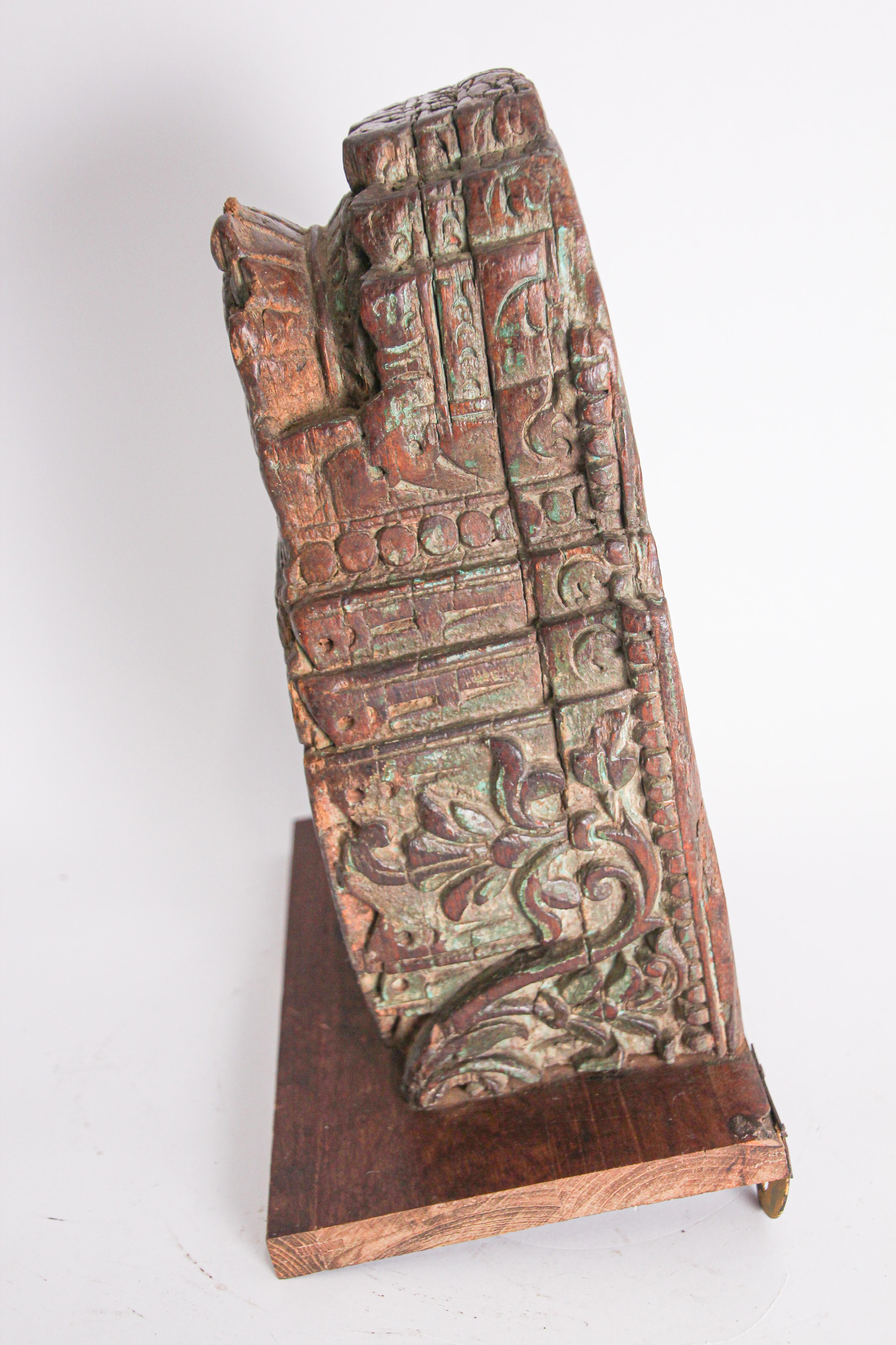 Indian Wall Bracket Architectural Carved Wood Fragment from India For Sale