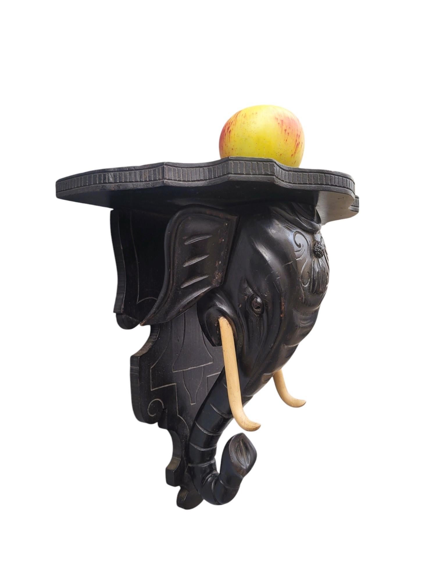 Wall bracket, Carved Wooden Elephant Head, 19th Century For Sale 8