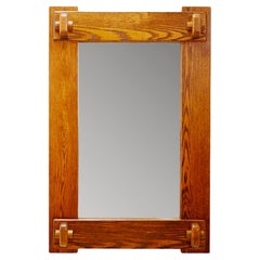 Wall brutalist mirror with solid wood frame - 1960s