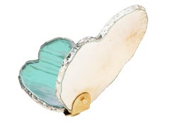 Butterfly Contemporary Wall sculpture , art Silvered Glass jade color