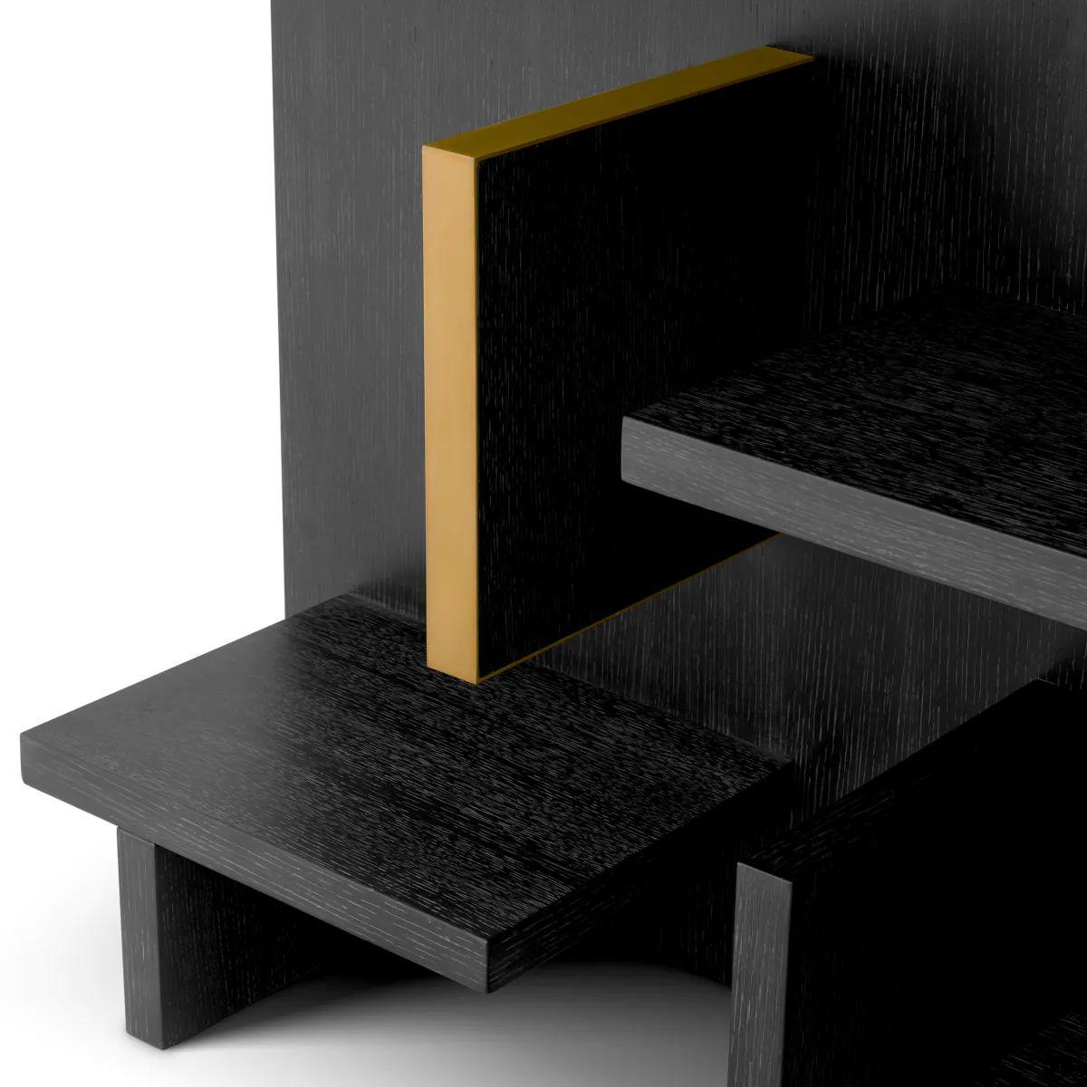 Wandschrank - Charcoal Grey Eiche Furnier & gebürstetes Messing (21. Jahrhundert und zeitgenössisch) im Angebot