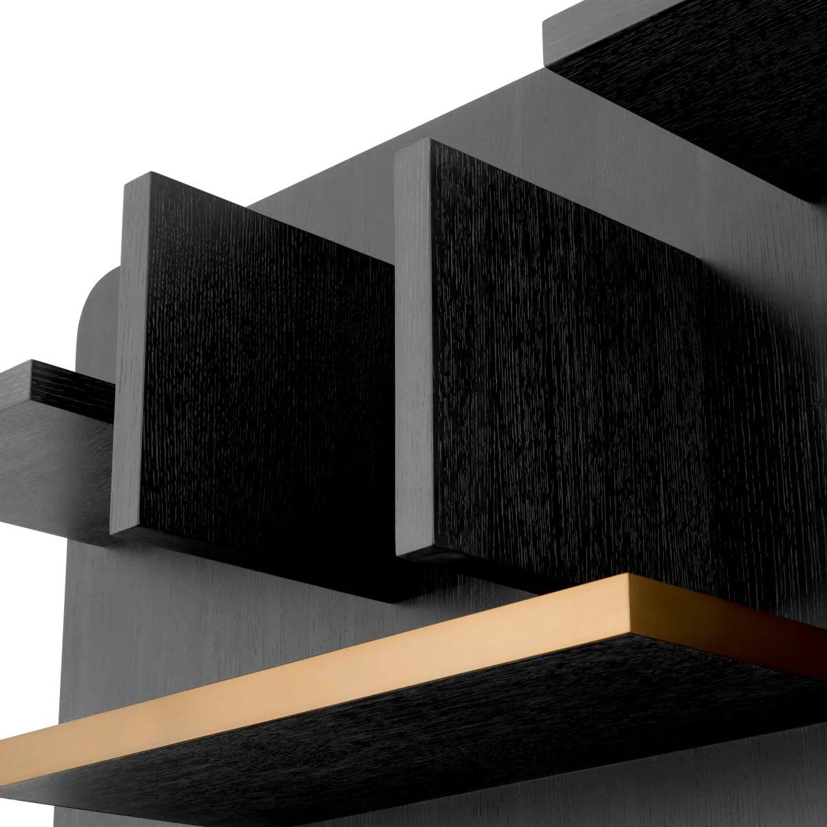 Wandschrank - Charcoal Grey Eiche Furnier & gebürstetes Messing im Angebot 1