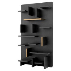 Armadio a muro - Impiallacciatura in Oak Oak grigio antracite e finitura in ottone spazzolato