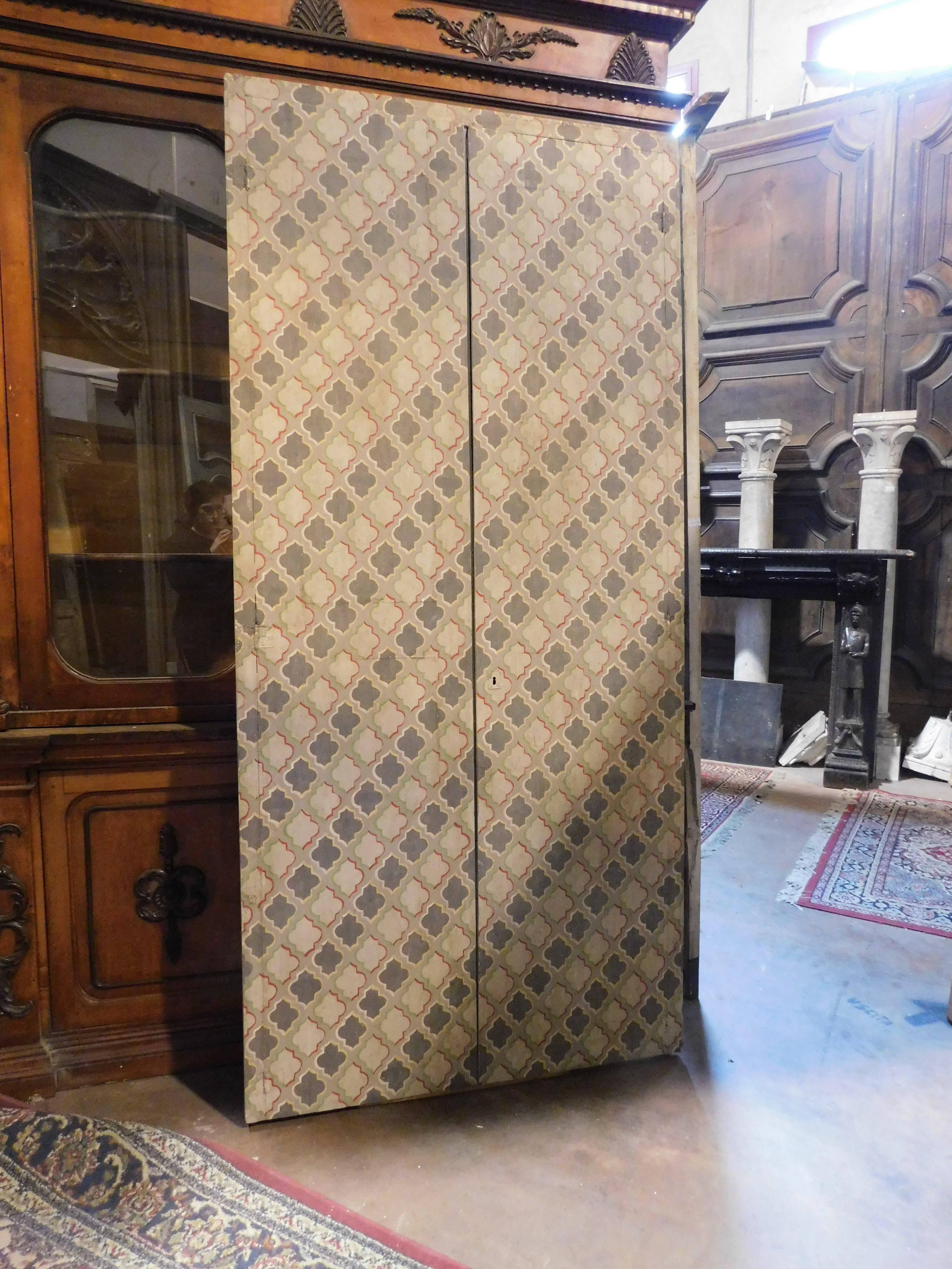 wall cabinet, double wing placard painted with geometric decorations, Italy 3