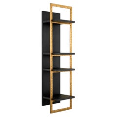 Wall Cabinet in Charcoal Grey Oak Veneer and Brushed Brass Finish