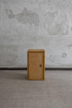 Wall Cabinet in Rattan and Brass By Dal Vera – 1970s