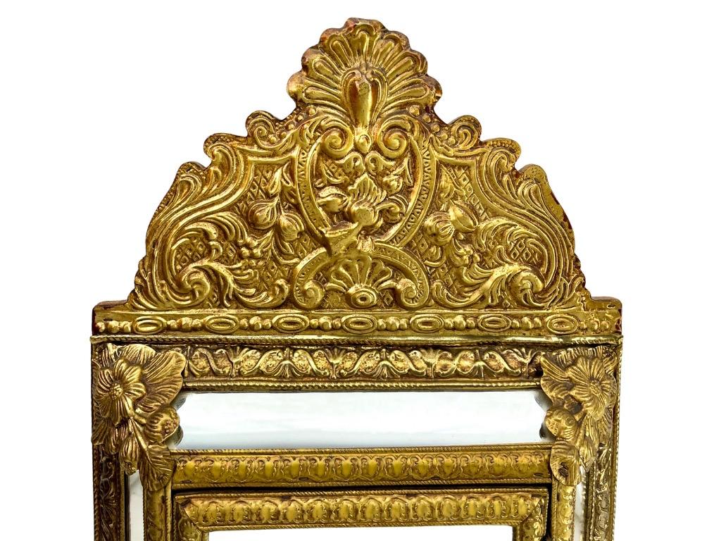 Arts and Crafts Wall Cabinet with Mirror and Repousese Brass finishing Useful as key cabinet For Sale