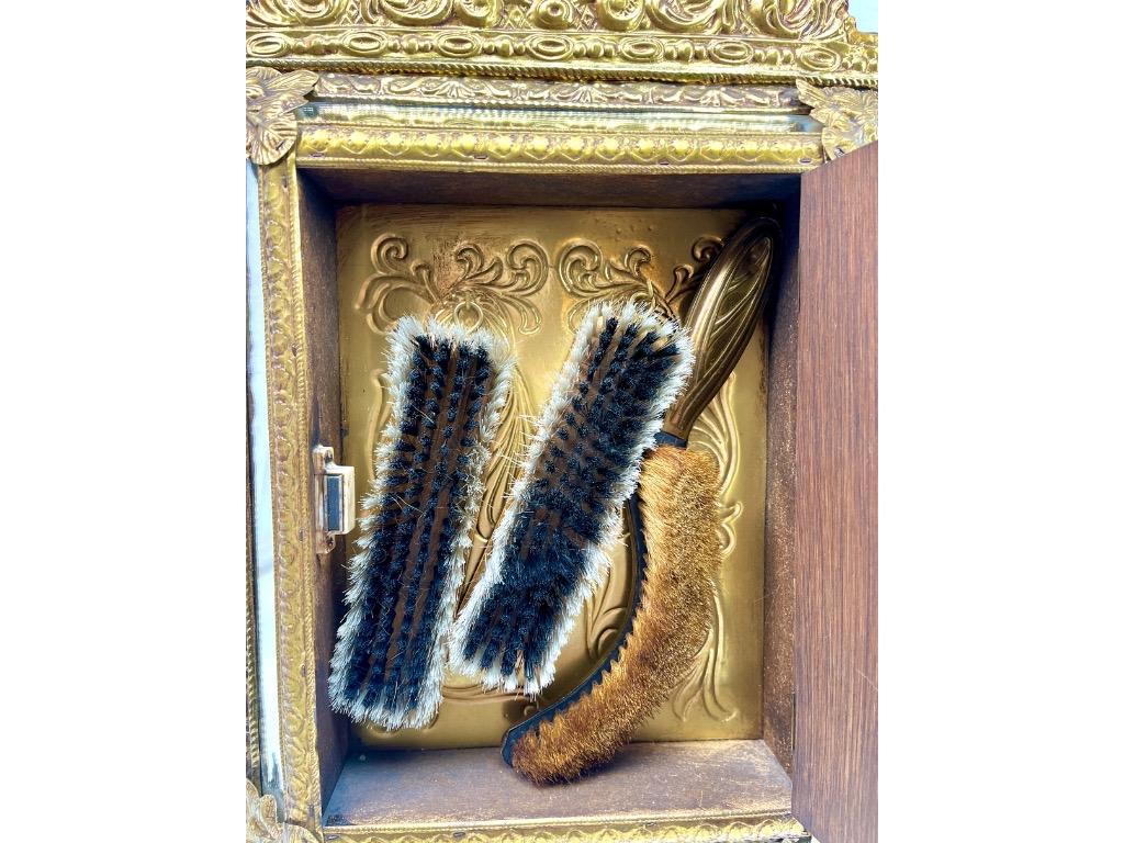 Hand-Crafted Wall Cabinet with Mirror and Repousese Brass finishing Useful as key cabinet For Sale