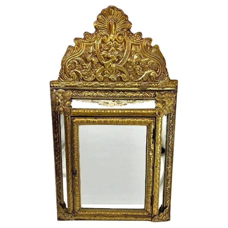 Wall Cabinet with Mirror and Repousese Brass finishing Useful as key cabinet For Sale