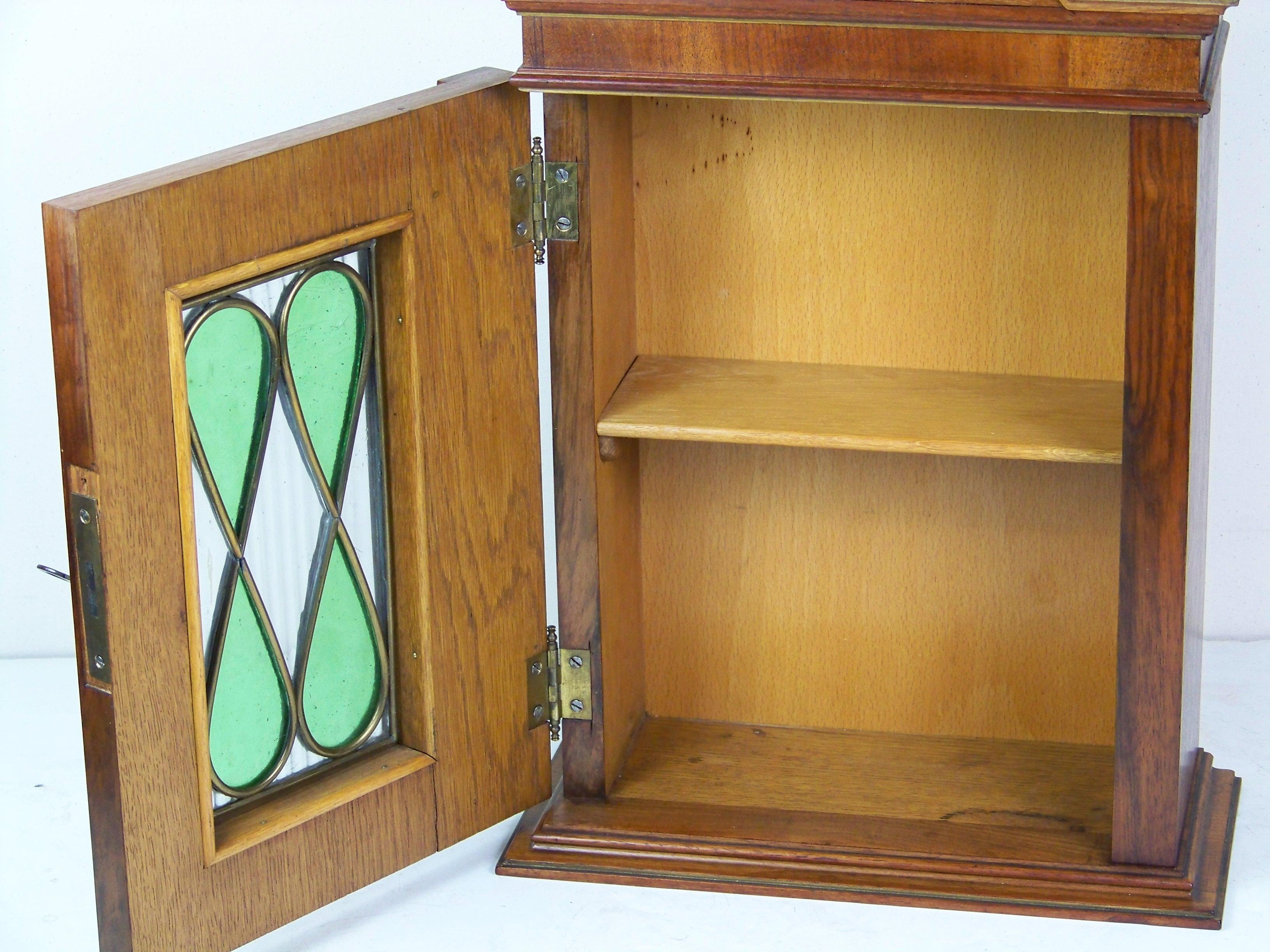 Art Nouveau Wall cabinet with stained glass