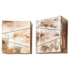 Wall Cabinets "Butterfly" art Silvered Glass brass butterflies sabrina landini