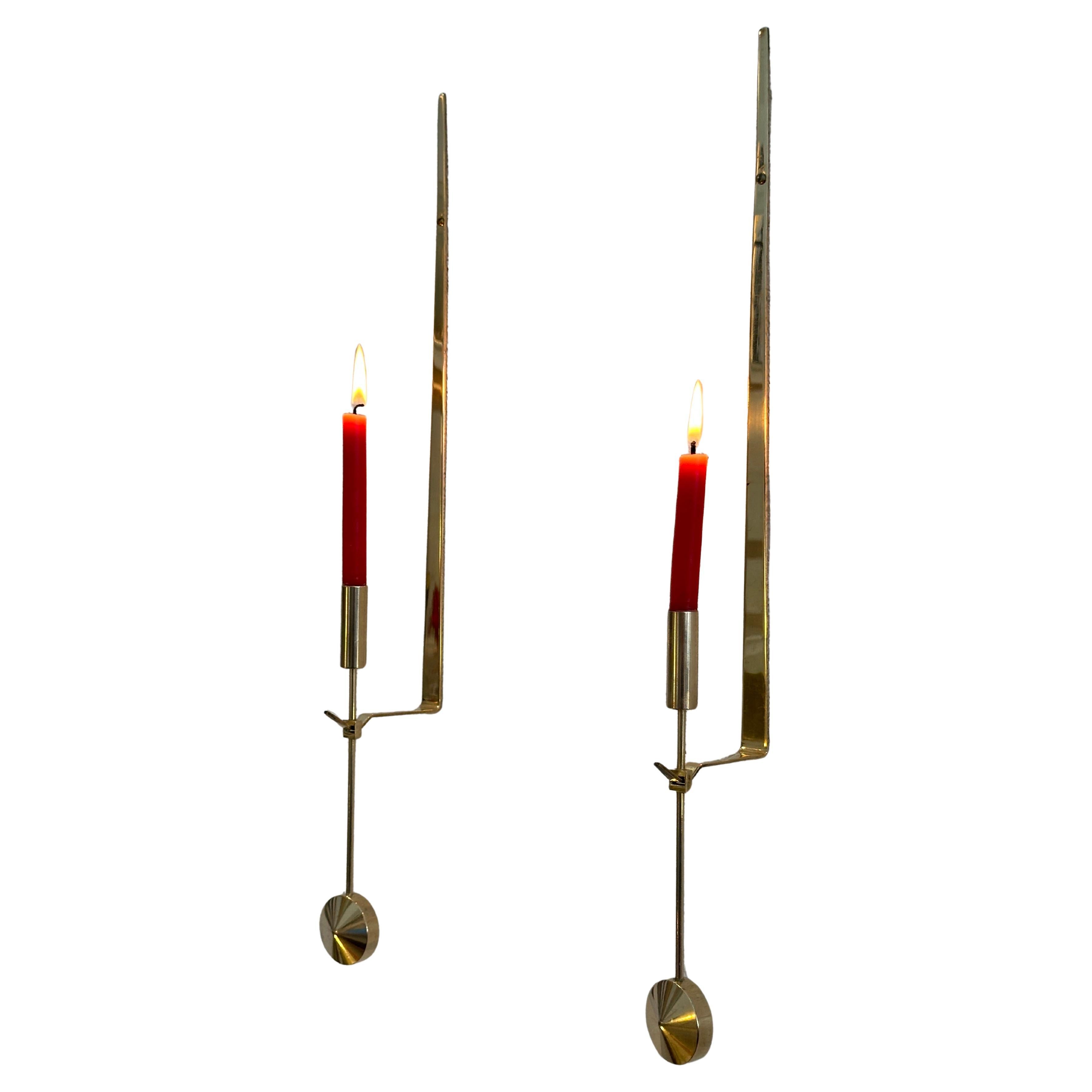 Wall Candle Brass. Sweden design by Pierre Forsell for Skultuna, No. 71. 1950s For Sale