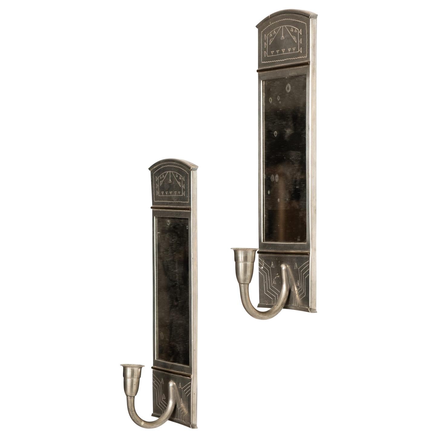 Wall Candlesticks Produced by Rudolf Zibell Metallvarufabrik in Eskilstuna