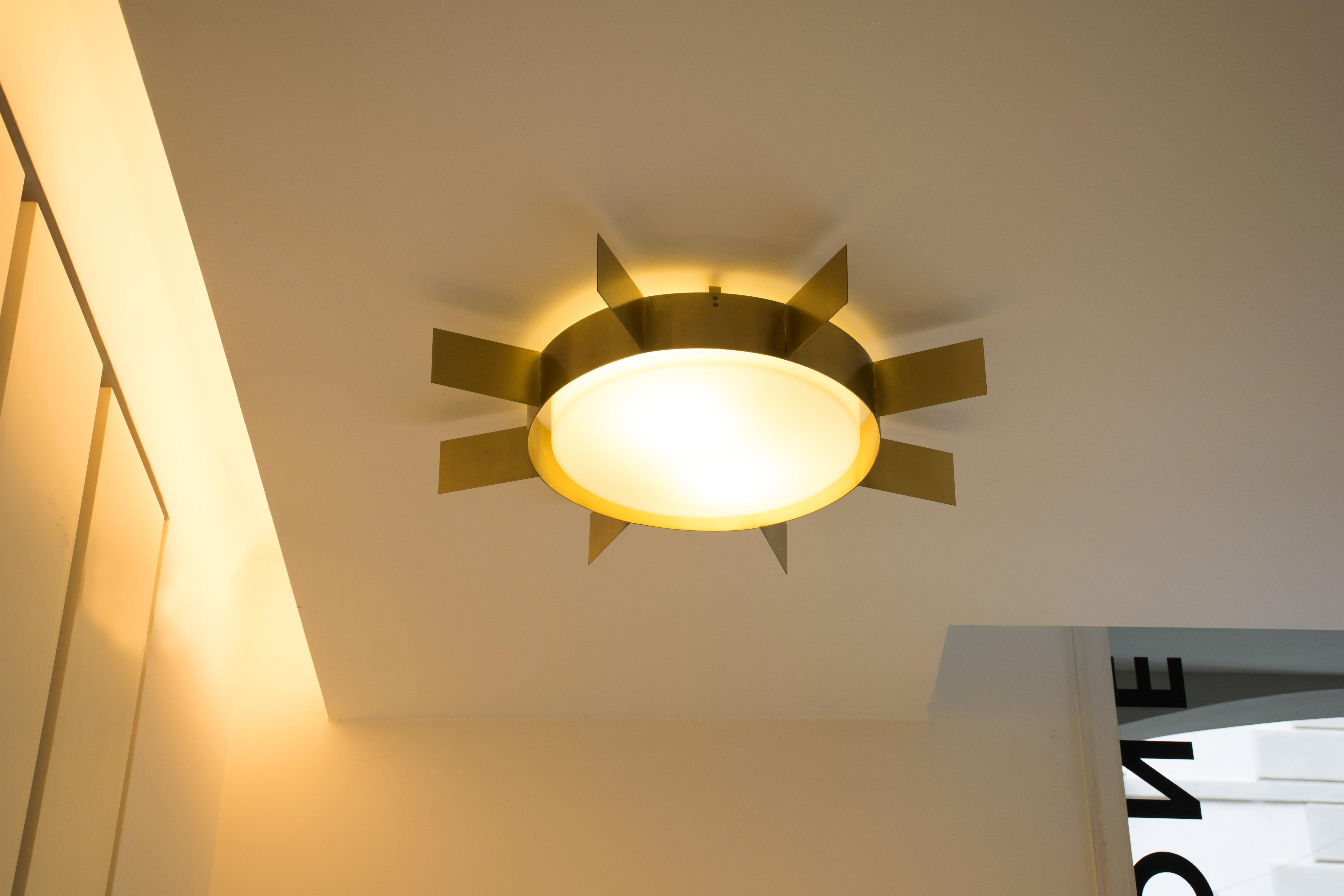 Modern Wall Ceiling Lamp Sun by Gio Ponti Limited Edition 2012 2017 Satined Brass For Sale