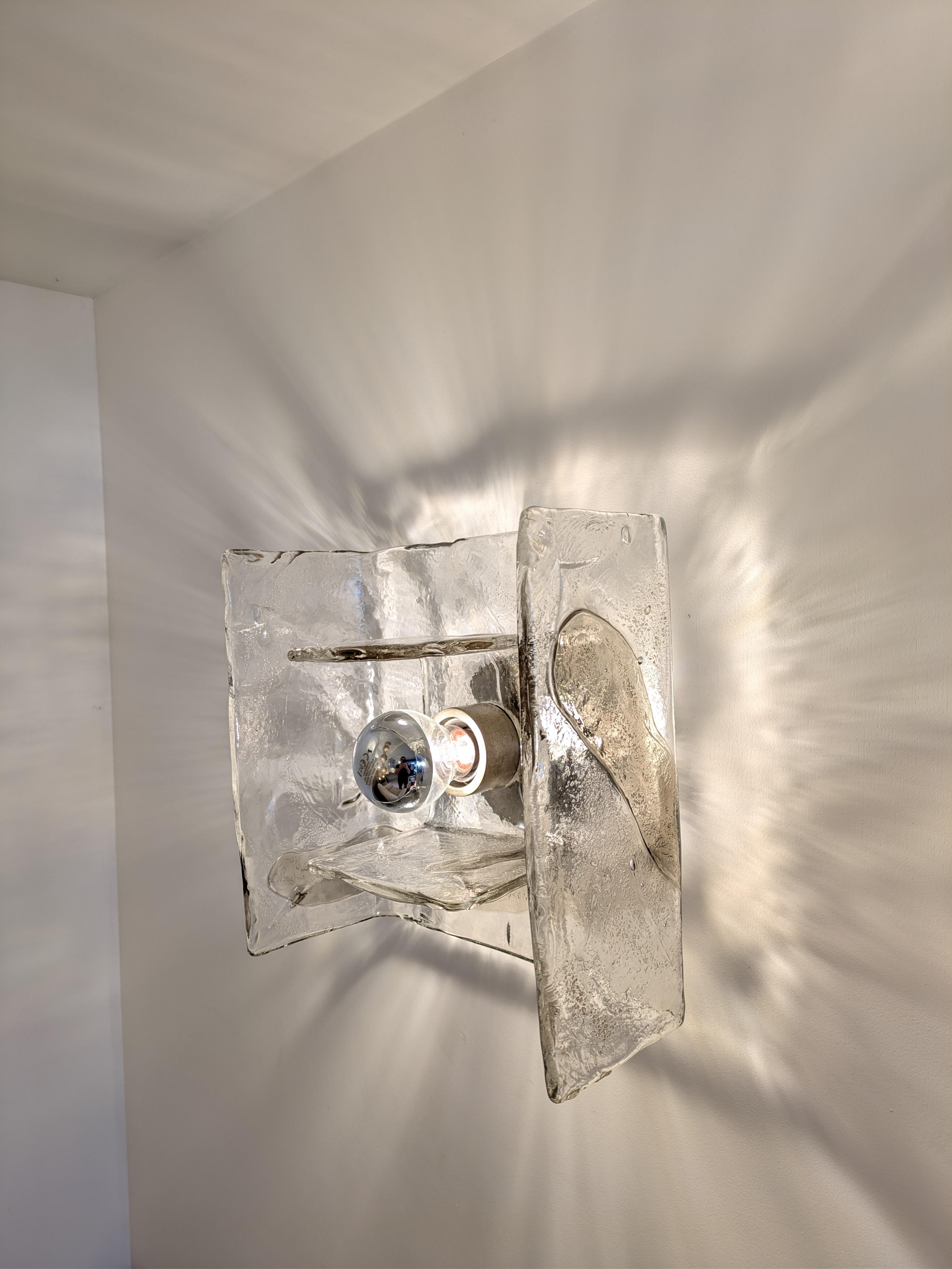 Mid-Century Modern Wall - ceiling Murano light by Kalmar Lighting, design byCarlo Nason Murano 1970 For Sale