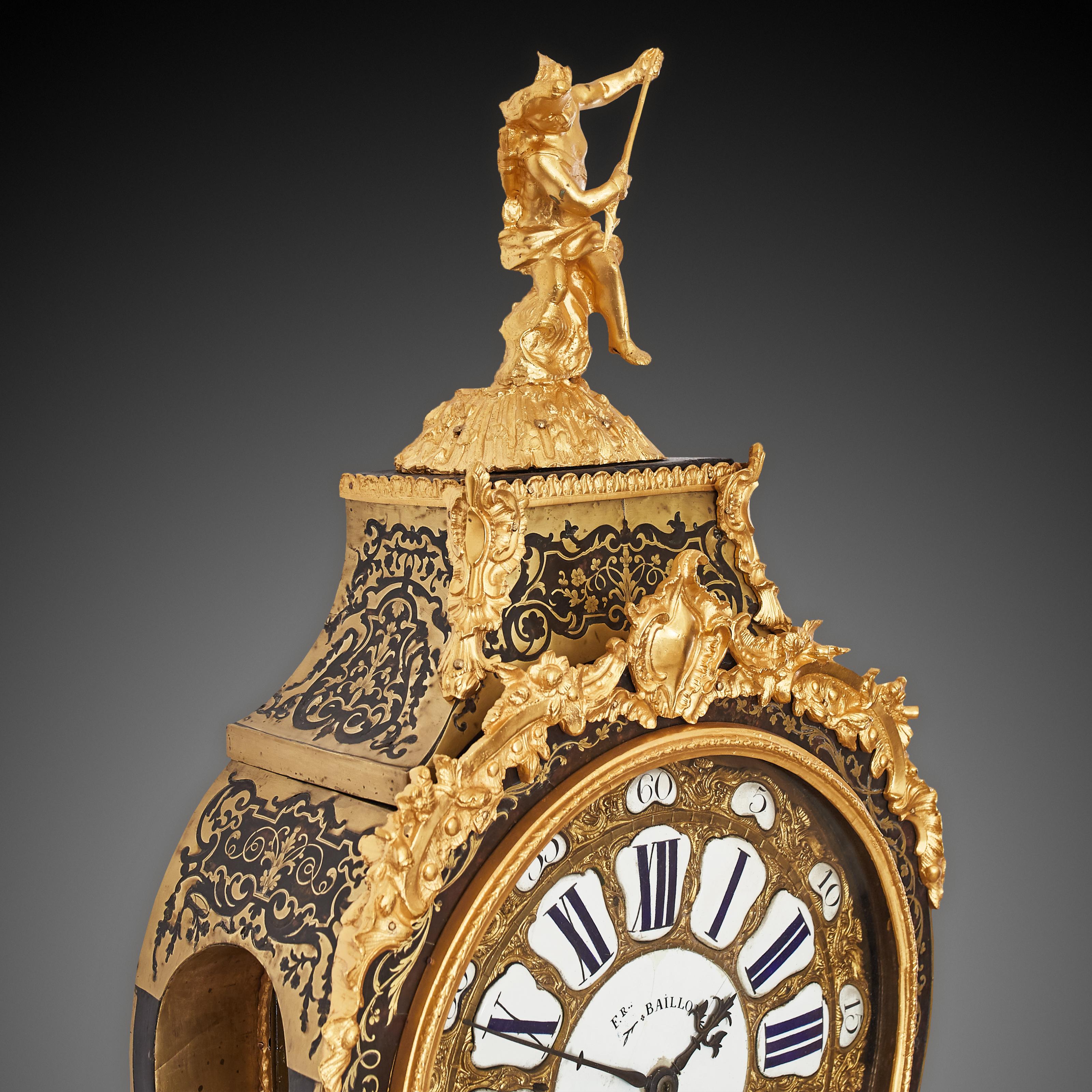 Gilt Wall Clock 18th Century Boulle For Sale