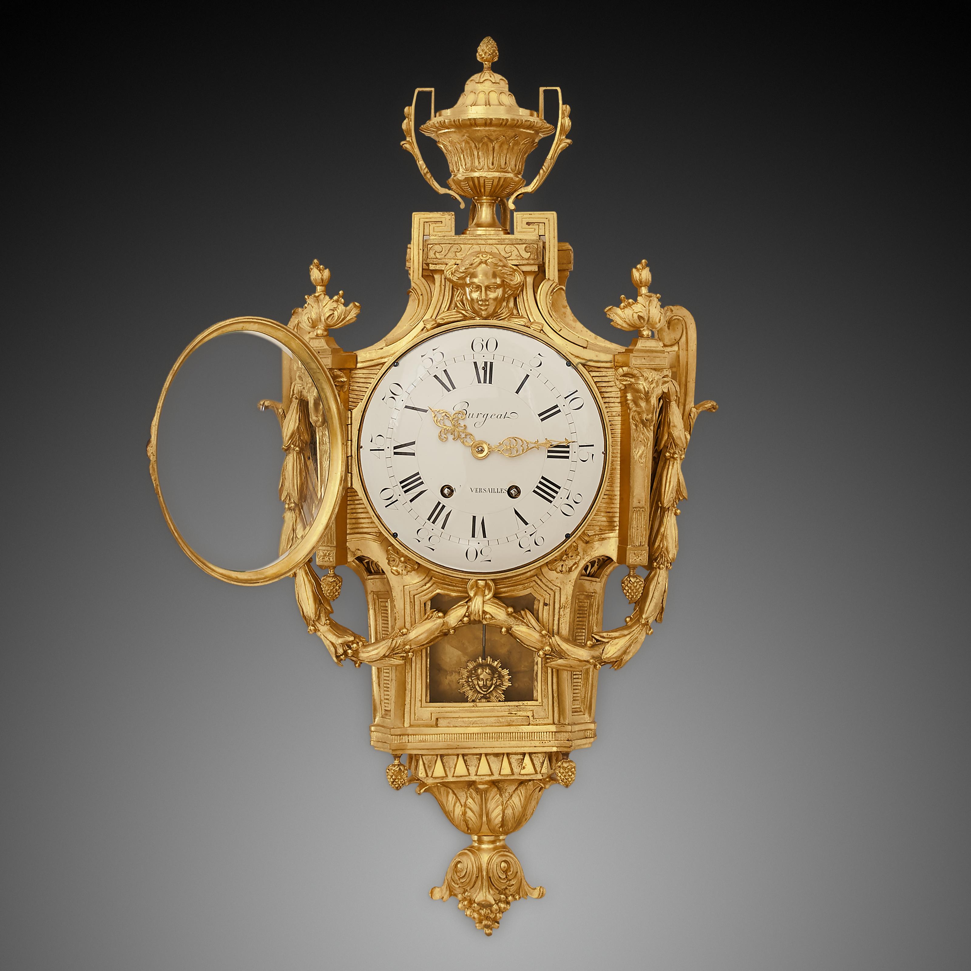 Gilt Wall Clock 19th Century Louis XVI For Sale