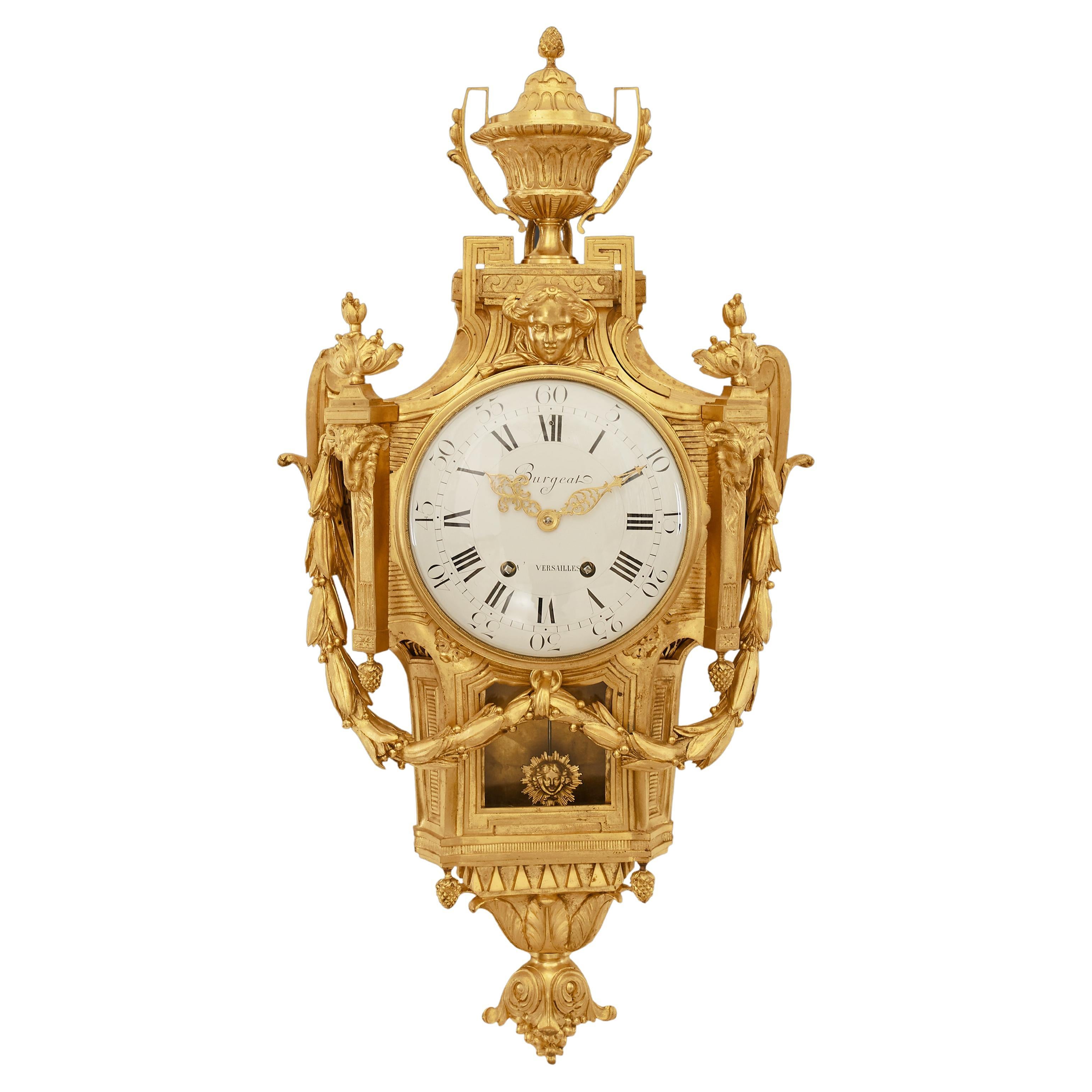 Wall Clock 19th Century Louis XVI For Sale