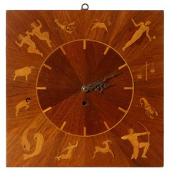 Wall Clock Attributed to Mjolby Intarsia from the Late 1930s