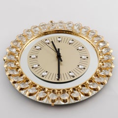 Wall Clock by Junghans, Germany, Gold Crystal Glass Mirror, 1970s