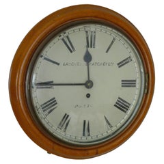 Antique Wall clock by Lancashire Watch Co. from rail station, late 19th cent. Ships free