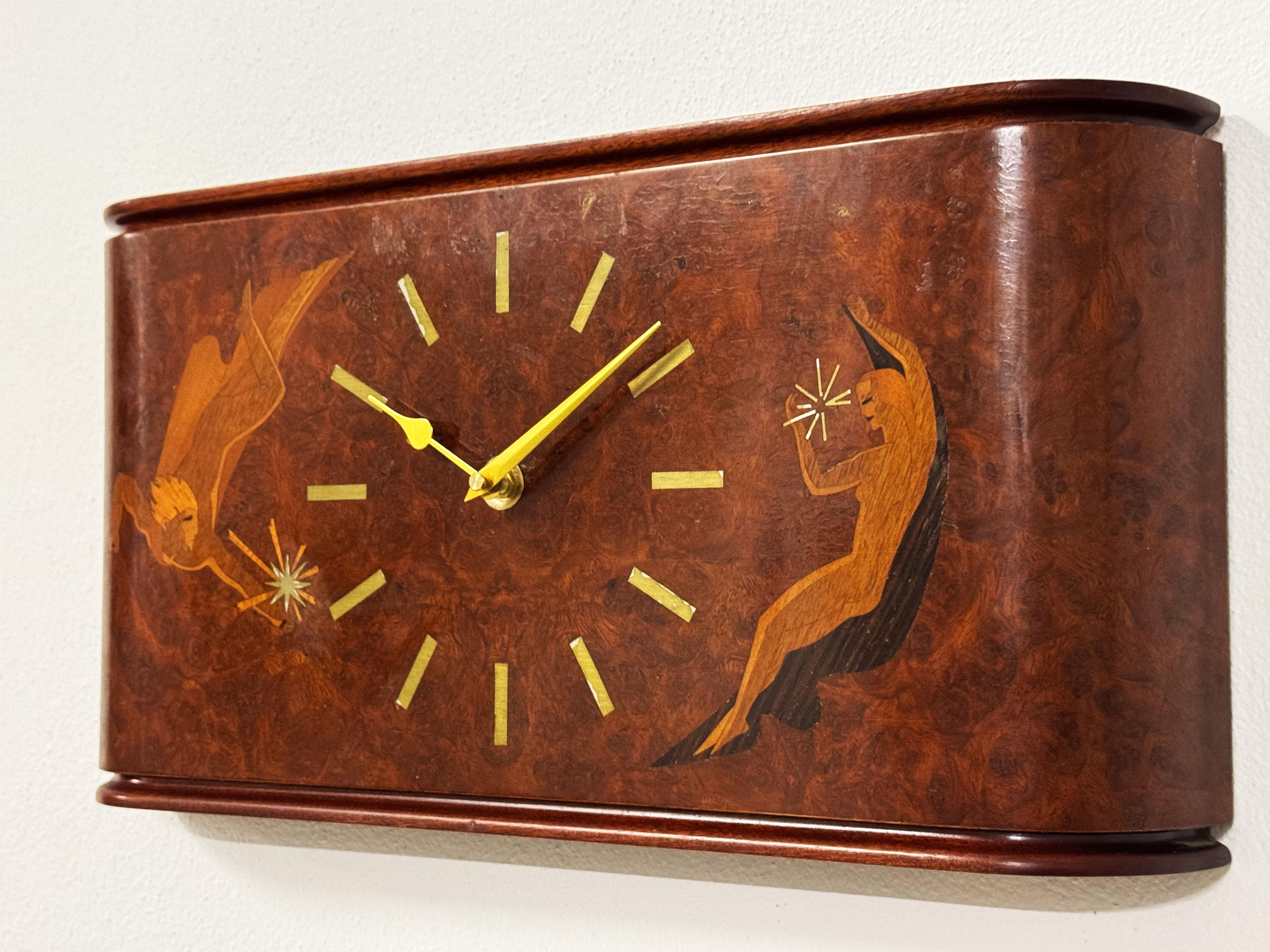 Wall Clock by Mjolby Intarsia from the Late 1930s 6