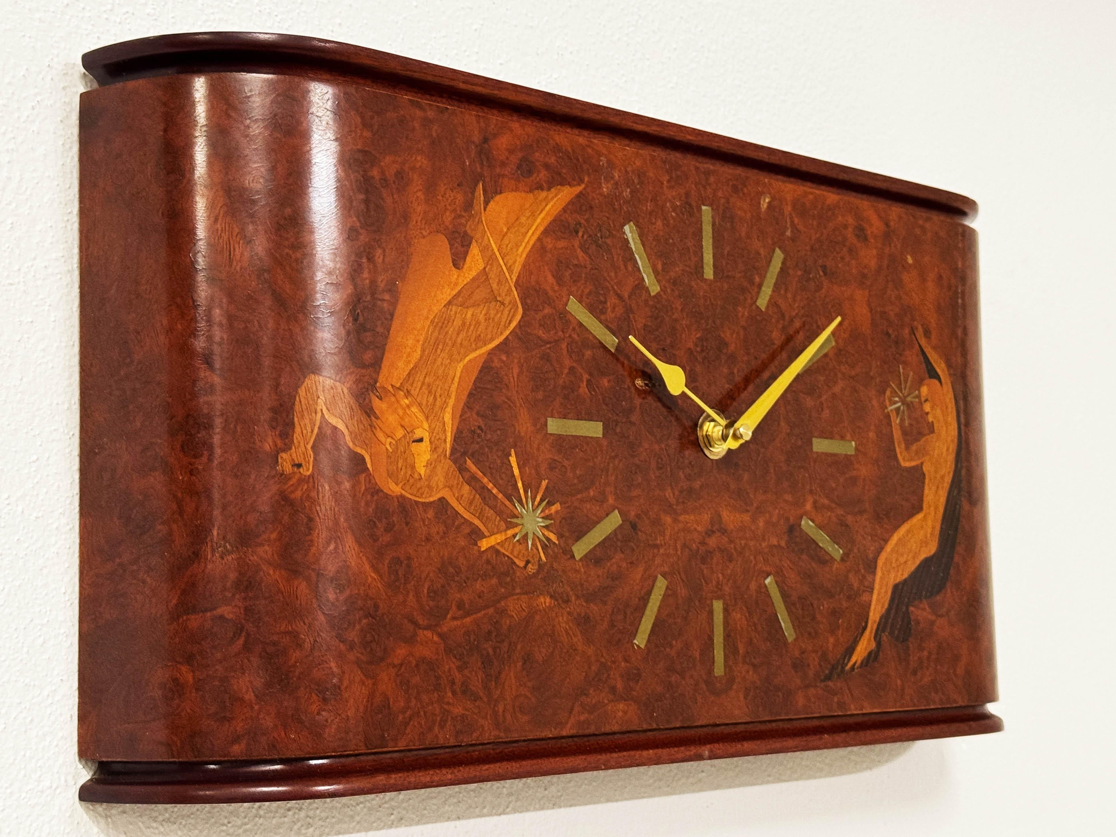 Wall Clock by Mjolby Intarsia from the Late 1930s 7