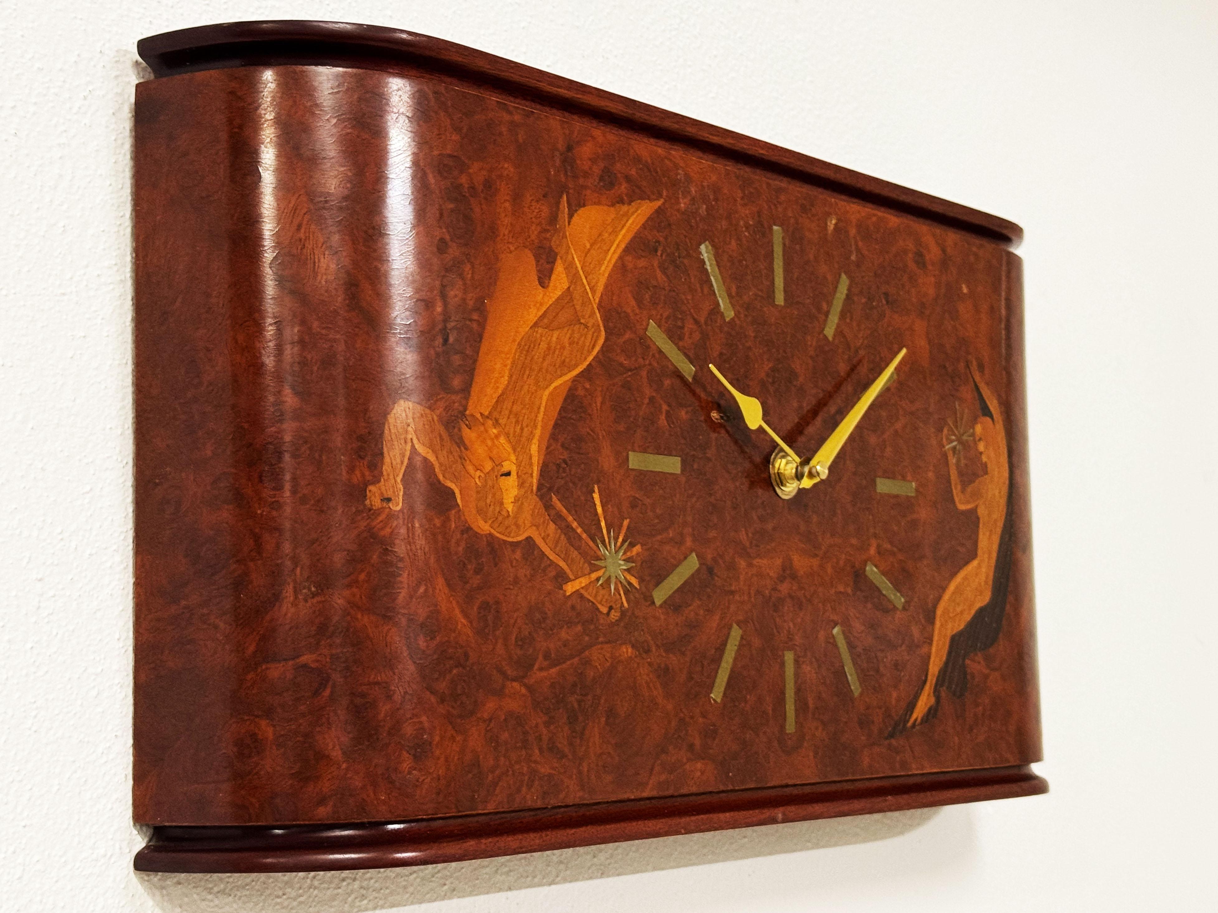 Wall Clock by Mjolby Intarsia from the Late 1930s 8