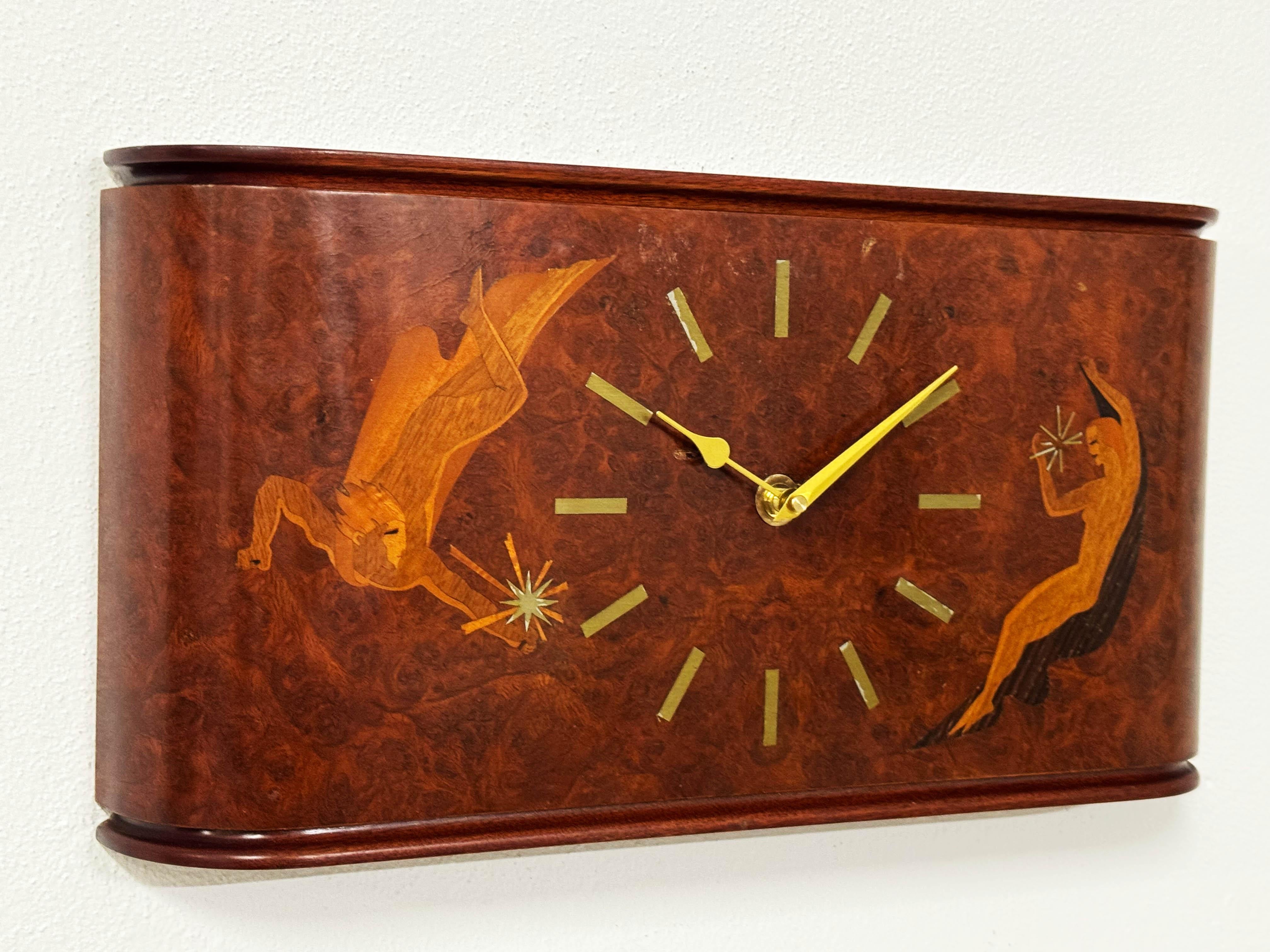 Wall Clock by Mjolby Intarsia from the Late 1930s 9