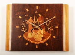 Wall Clock By Mjolby Intarsia From The Late 1930s