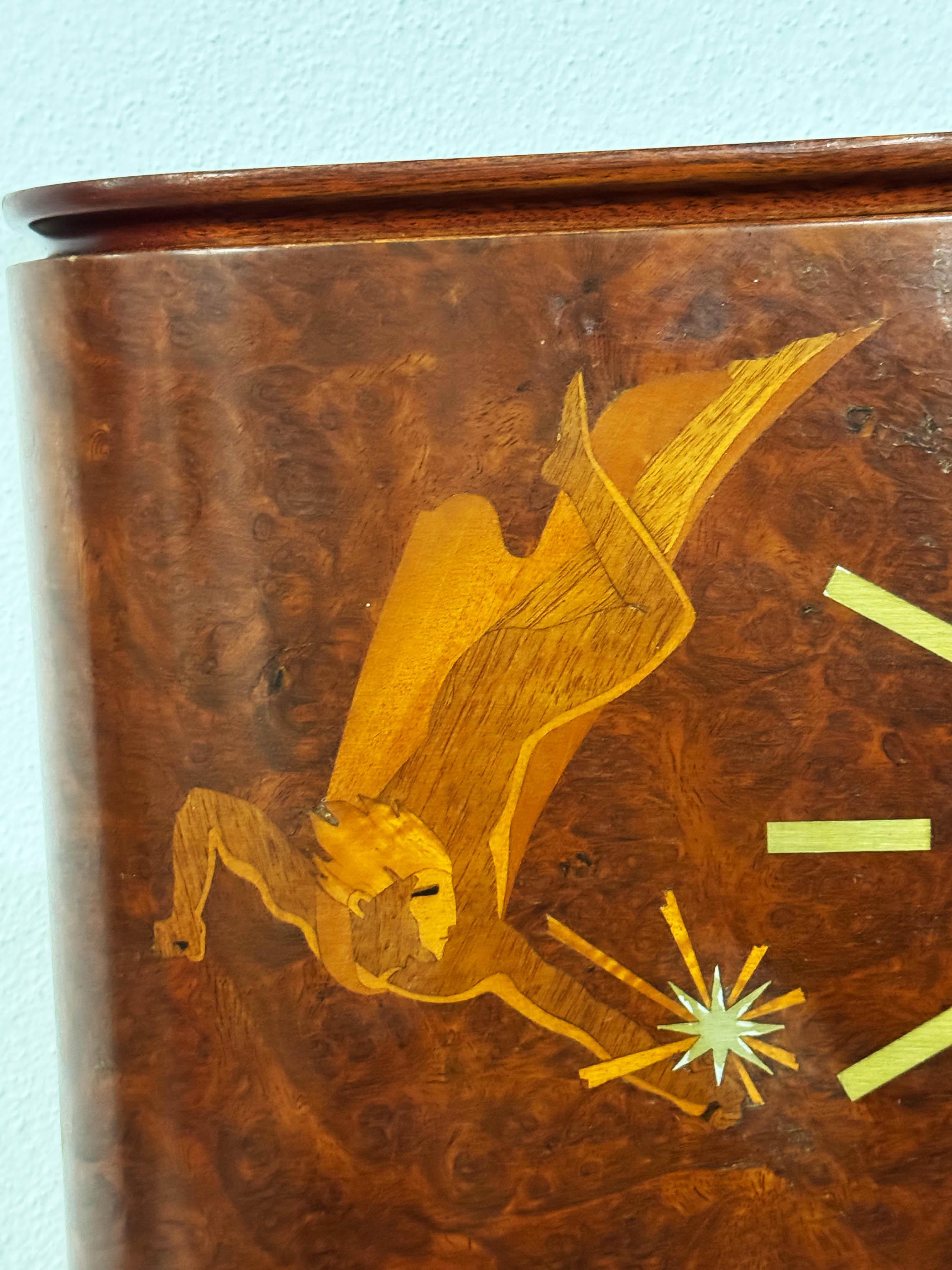 Wall Clock by Mjolby Intarsia from the Late 1930s 1