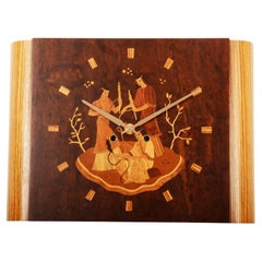 Horloge murale Mjolby Intarsia de la fin des années 1930