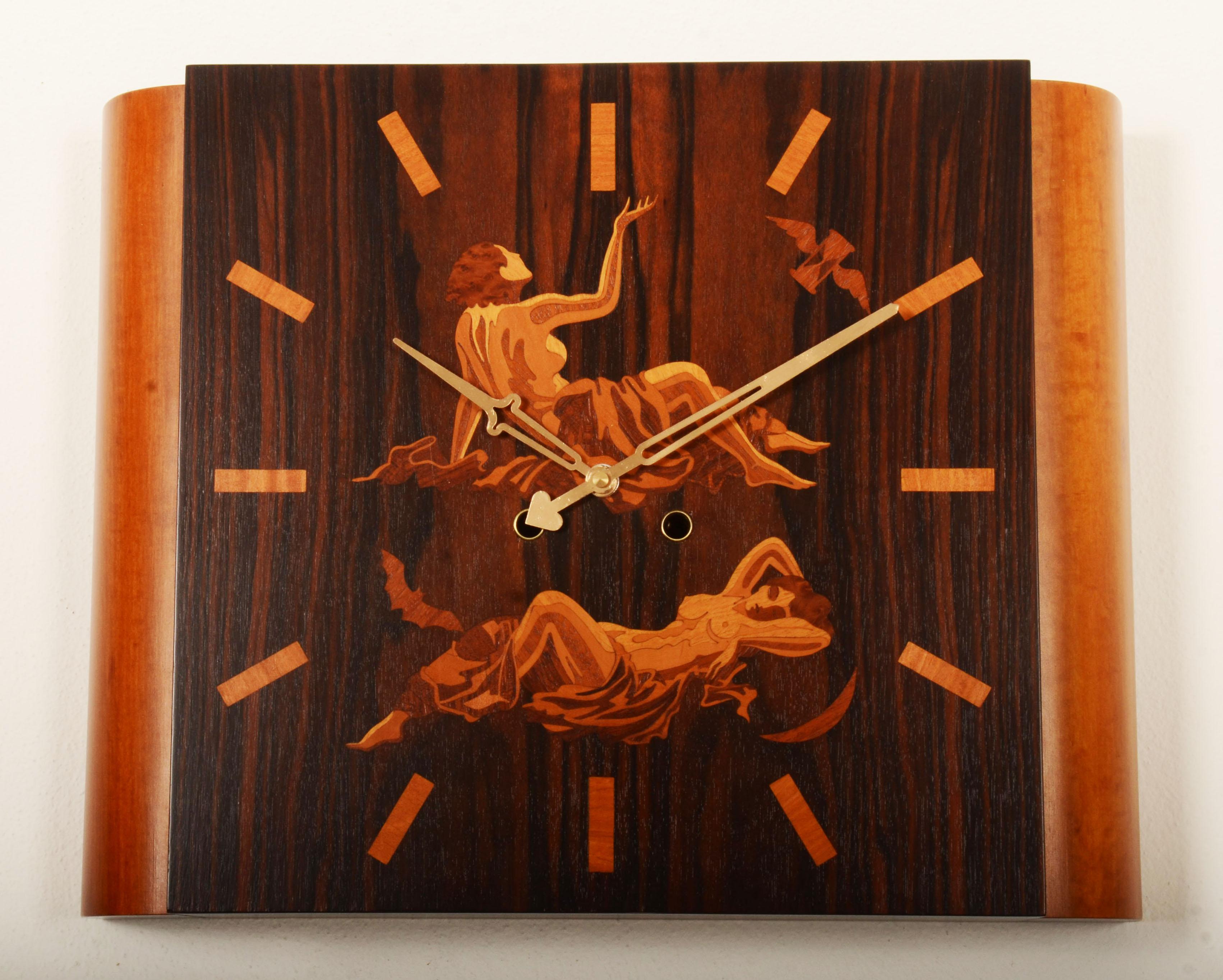 Horloge murale Eos & Diana de Gerhard Malmberg pour Mjolby Intarsia en vente 4