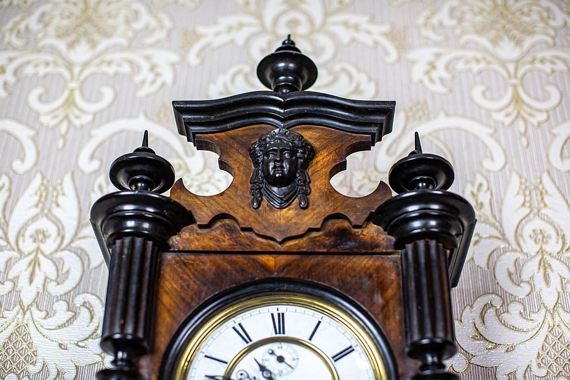German Late-19th Century Gustav Becker / Freiburg Wall Clock with Brass Elements