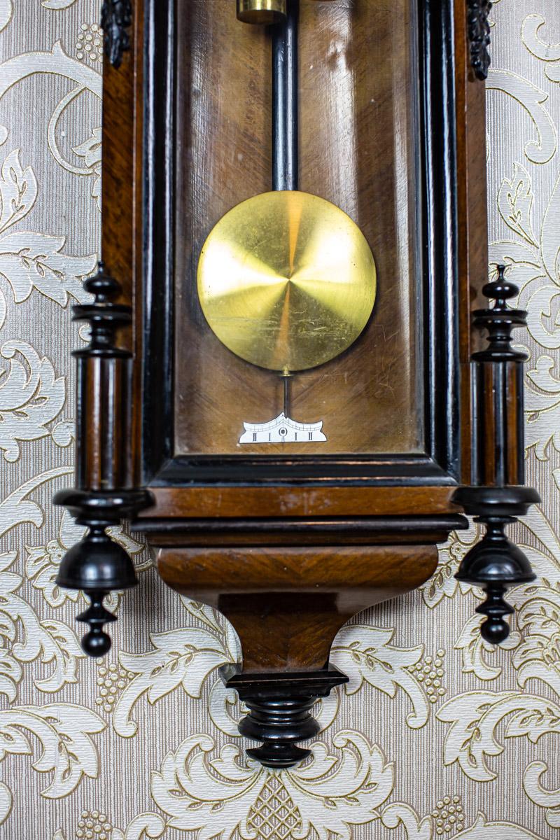 Fortuna Freiburg Wall Clock with Brass Elements, circa 1885-1886 For Sale 1