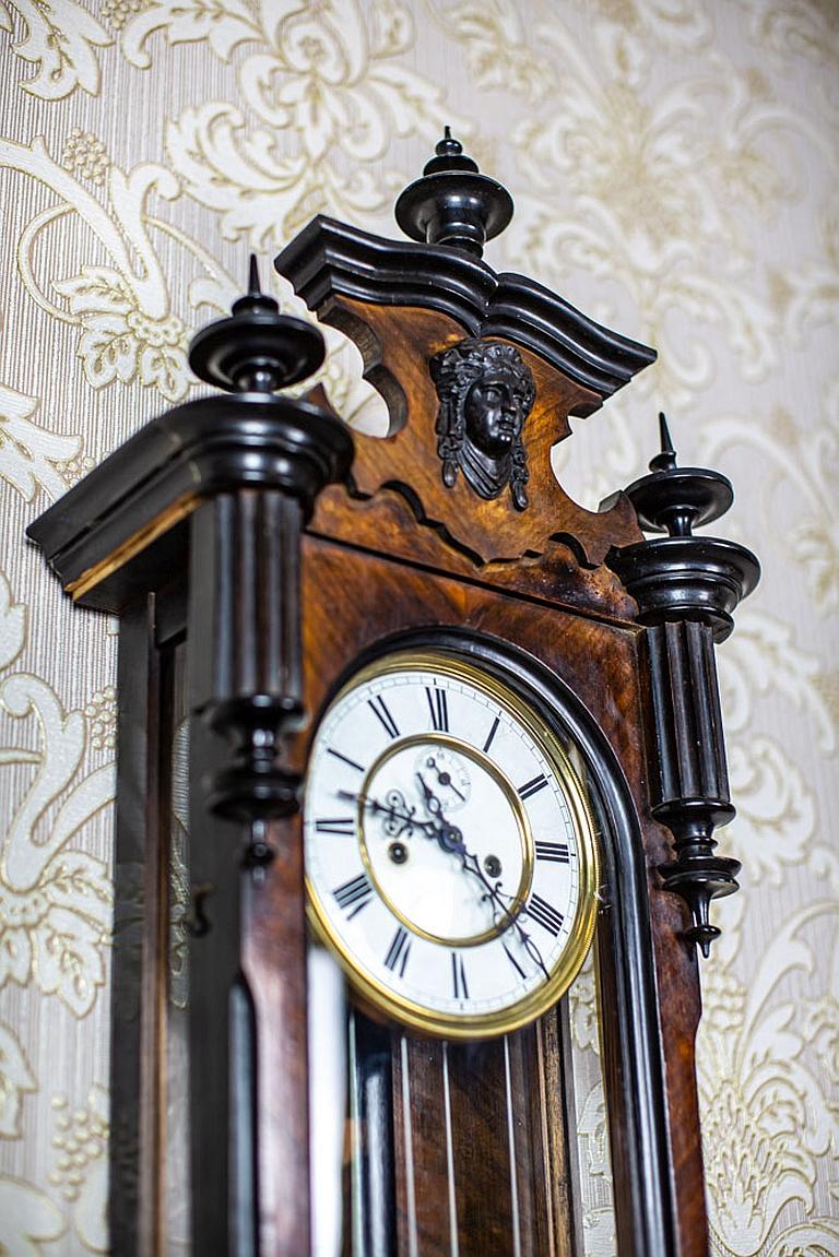 Late-19th Century Gustav Becker / Freiburg Wall Clock with Brass Elements In Good Condition In Opole, PL
