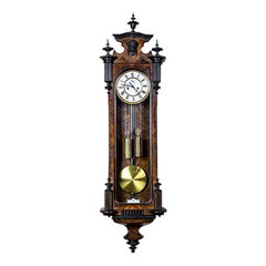 Antique Late-19th Century Gustav Becker / Freiburg Wall Clock with Brass Elements