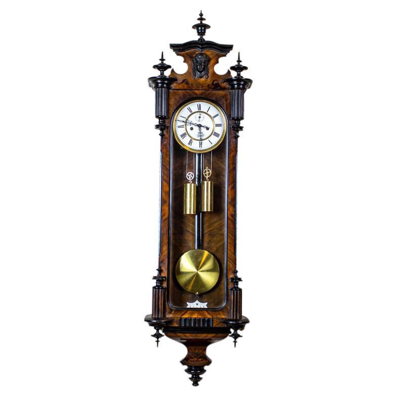 Wall Clock from the Late 19th Century in Brown Walnut Case