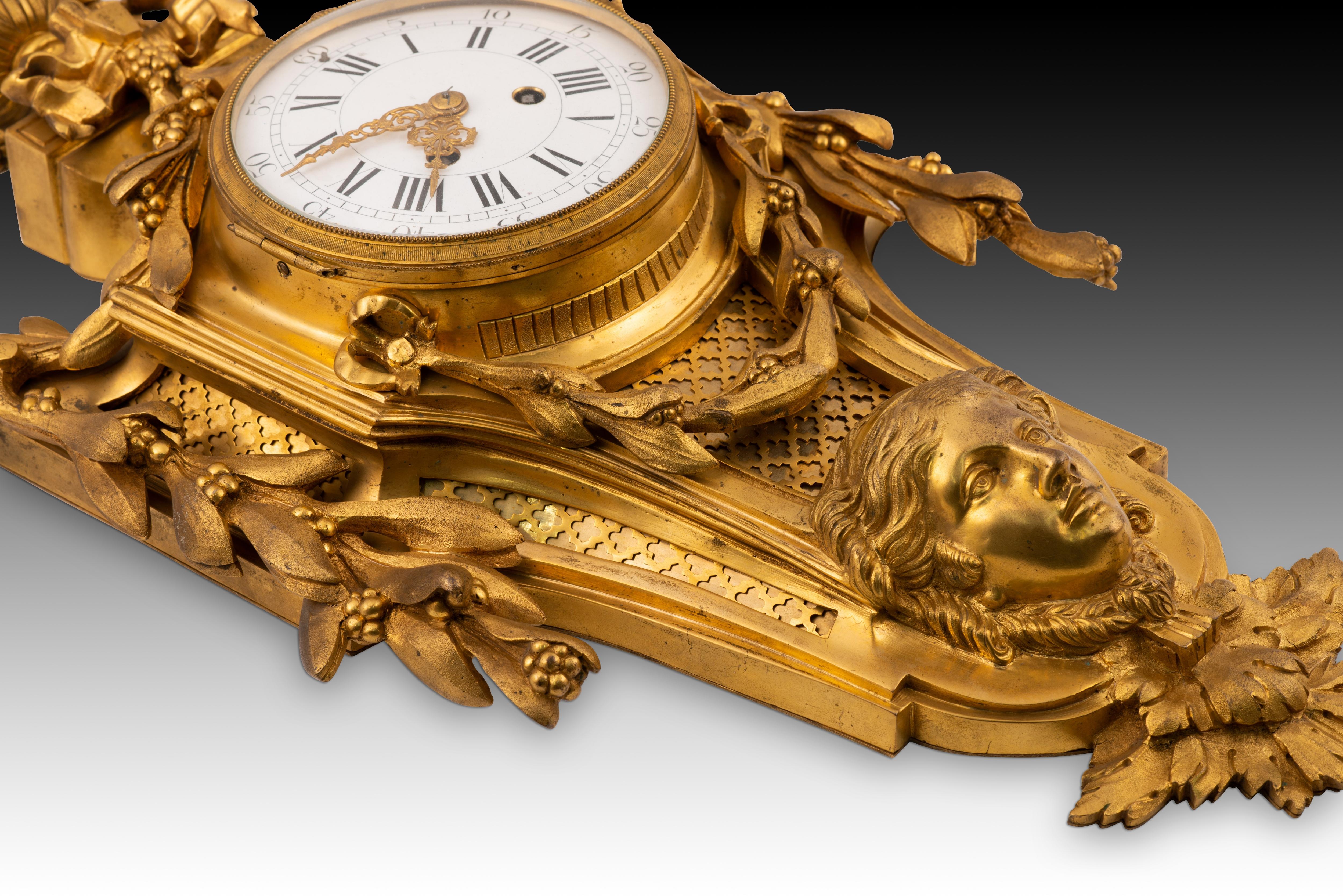 Wall clock. Gilt bronze. France, 19th century. For Sale 4