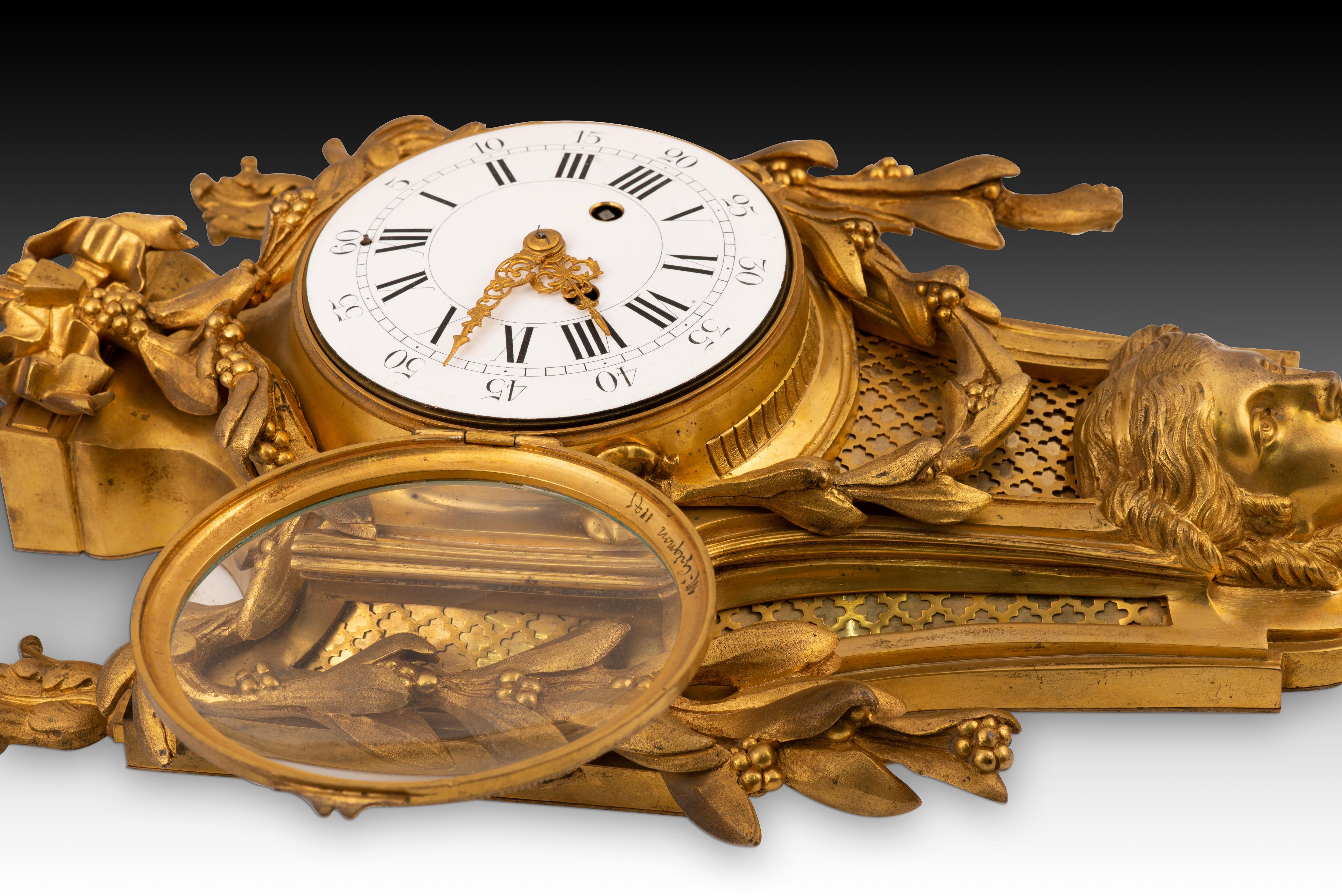 Wall clock. Gilt bronze. France, 19th century. For Sale 5