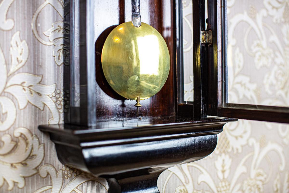 19th Century Wall Clock in Black Glazed Wooden Case, 1890s For Sale