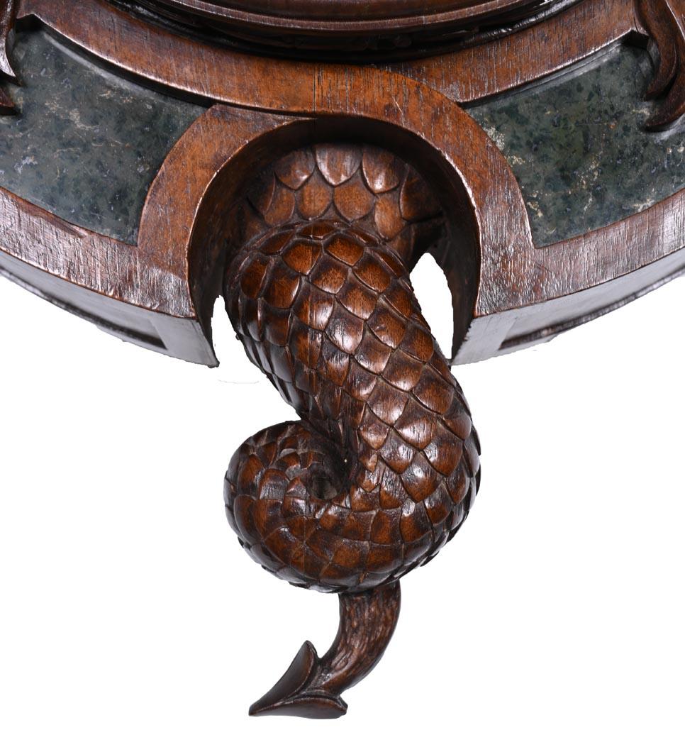 Wall Clock in Carved Wood and Hardstone – 19th Century In Good Condition For Sale In SAINT-OUEN-SUR-SEINE, FR