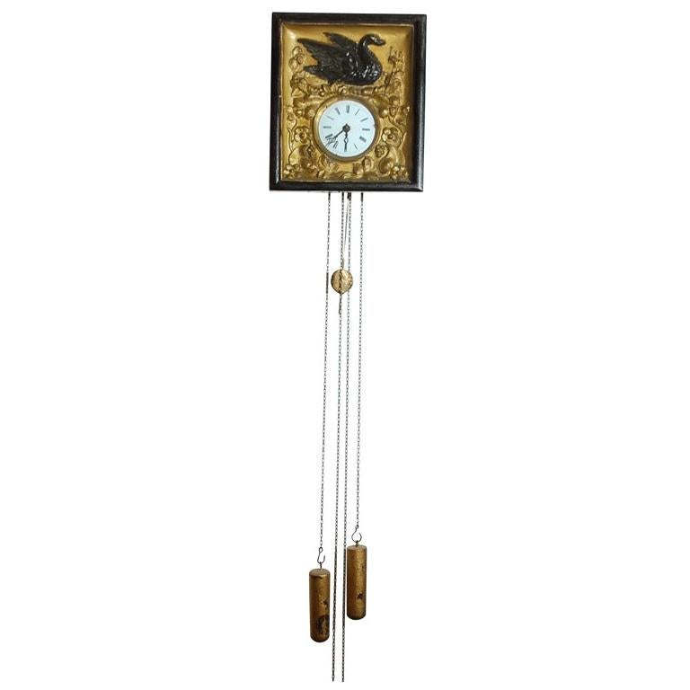 Wall Clock with Bird and Floral Decoration For Sale