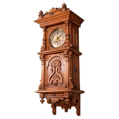 Antique Wall Clock with Working Music Box, 19th Century
