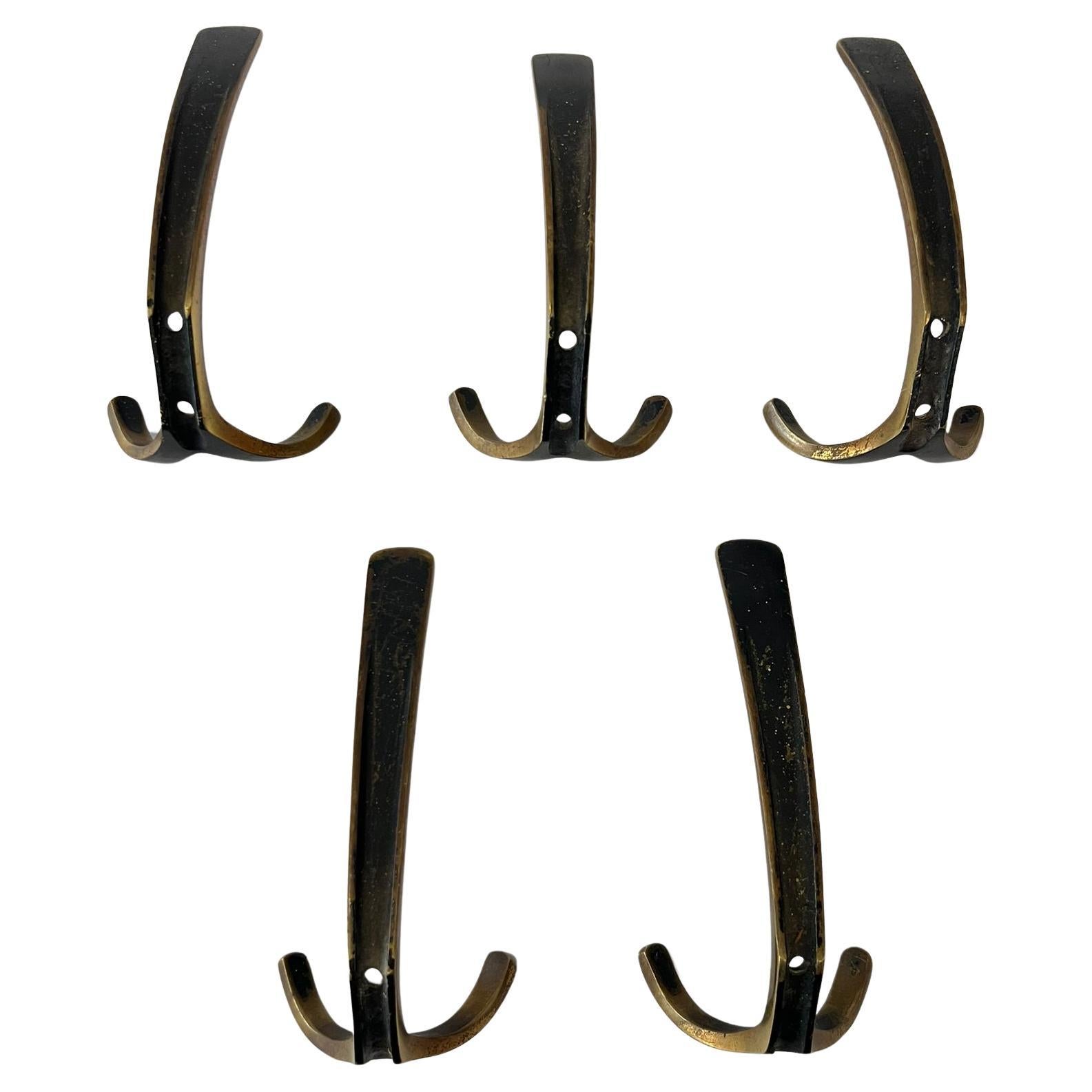 Wall coat hooks by Herta Baller, Vienna Austria, Set of 5, good original condition