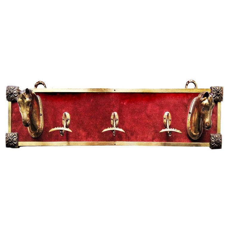 Wall Coat Rack Bronze and Velvet Horses Victorian For Sale at 1stDibs
