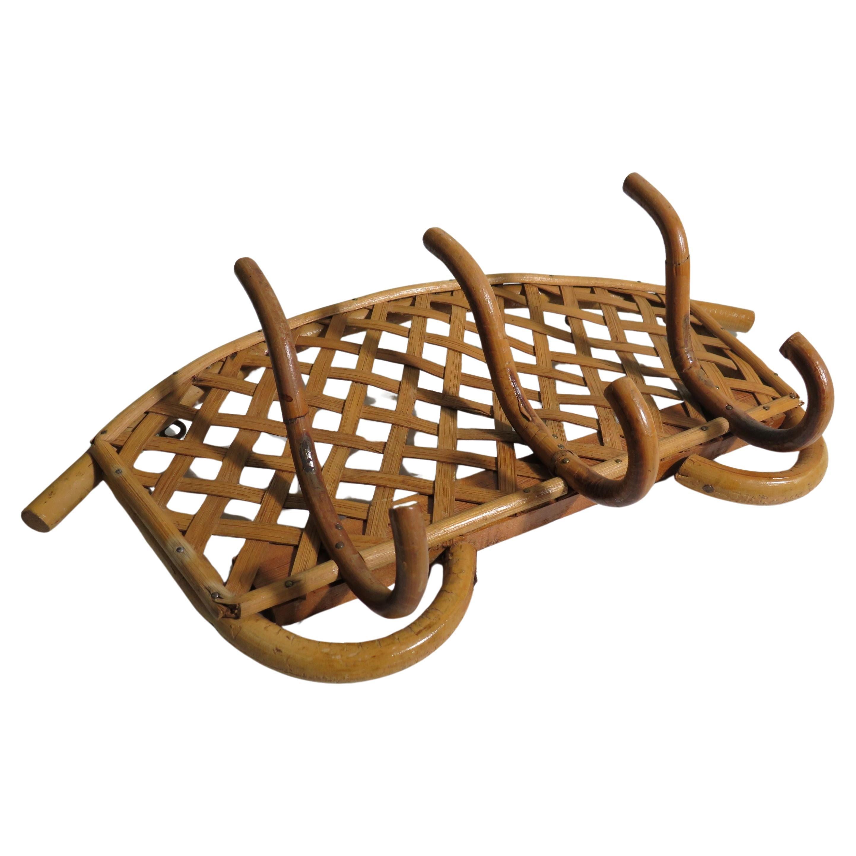 Wall coat rack in bamboo,  Mid Century, Italy 1960-1970 For Sale